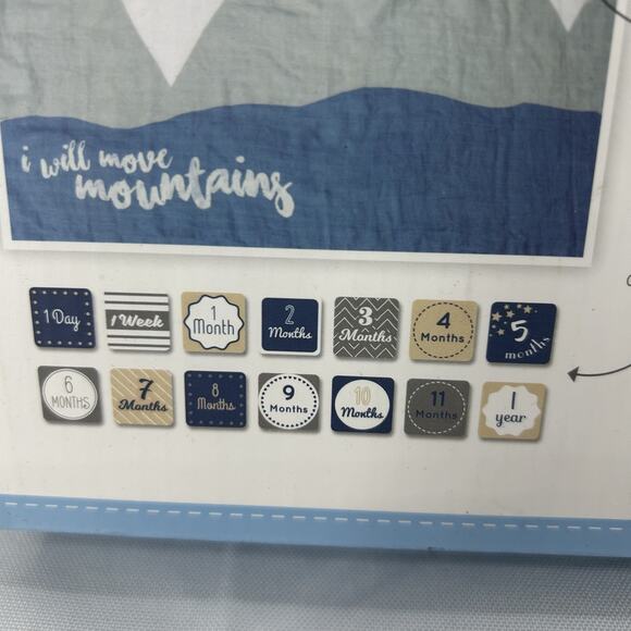 Lulujo Baby Cotton Muslin Blanket I Will Move Mountains Throw Boy Monthly Count - Picture 2 of 6